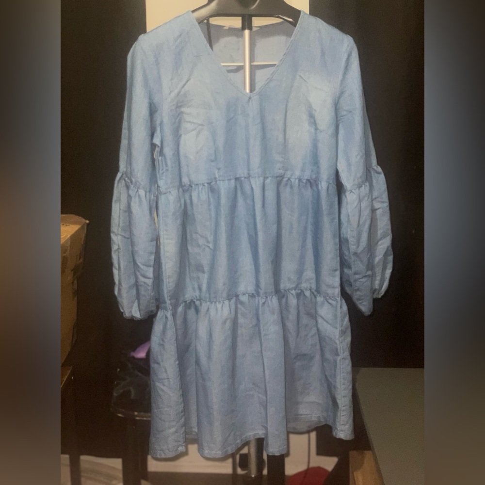 M Given Kale Light Blue Denim Dress